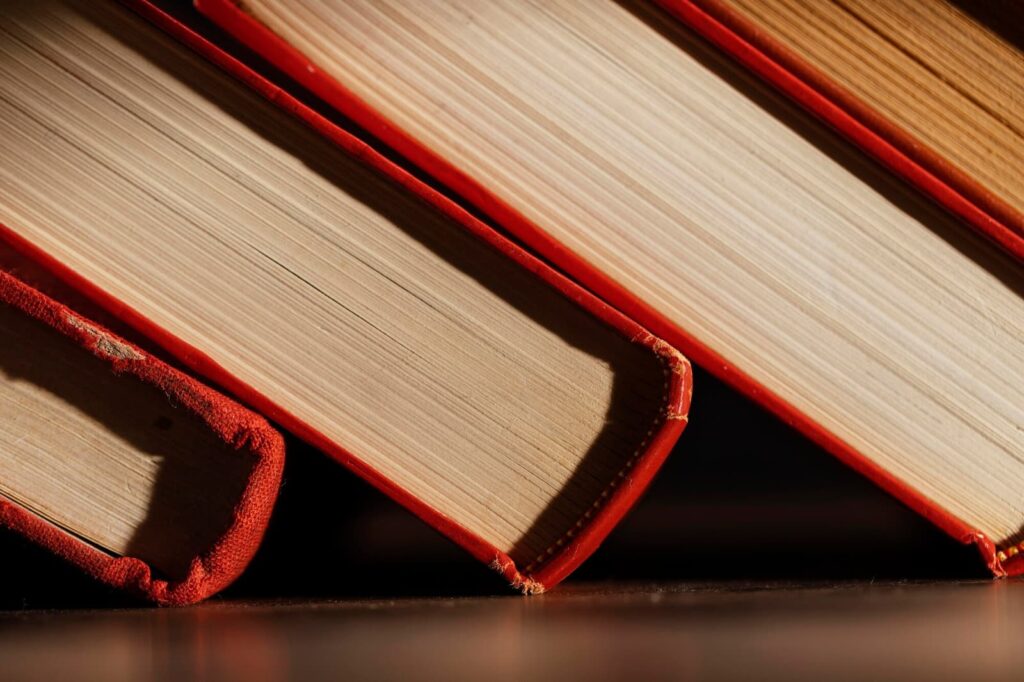 Close up books arrangement